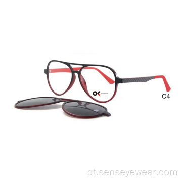 Men Ultem Optical Frame Magnetic Clip em óculos de sol